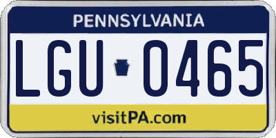 PA license plate LGU0465