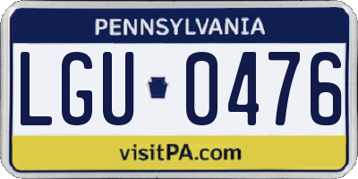 PA license plate LGU0476