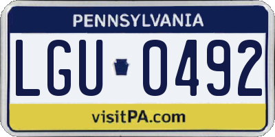 PA license plate LGU0492