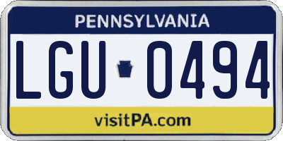 PA license plate LGU0494