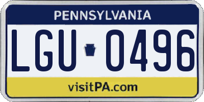 PA license plate LGU0496