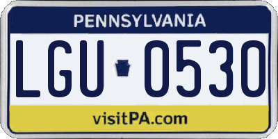 PA license plate LGU0530