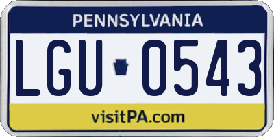 PA license plate LGU0543