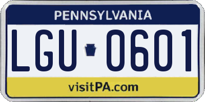 PA license plate LGU0601