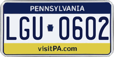 PA license plate LGU0602