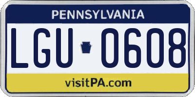 PA license plate LGU0608