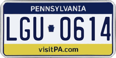 PA license plate LGU0614
