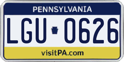 PA license plate LGU0626