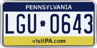 PA license plate LGU0643