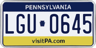 PA license plate LGU0645
