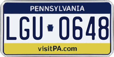 PA license plate LGU0648