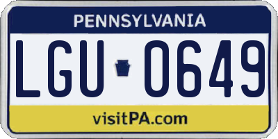 PA license plate LGU0649