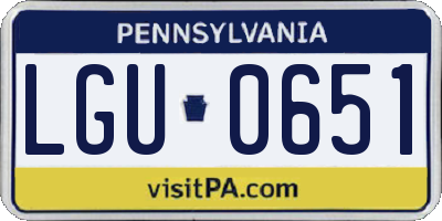 PA license plate LGU0651