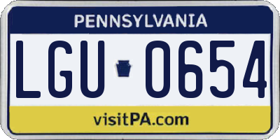PA license plate LGU0654