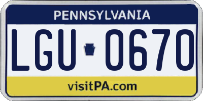 PA license plate LGU0670