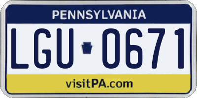 PA license plate LGU0671