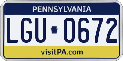 PA license plate LGU0672