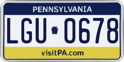 PA license plate LGU0678