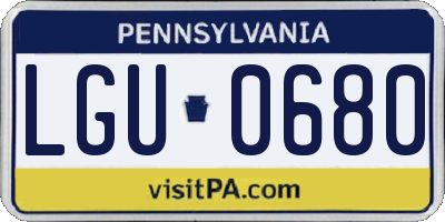 PA license plate LGU0680