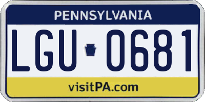 PA license plate LGU0681