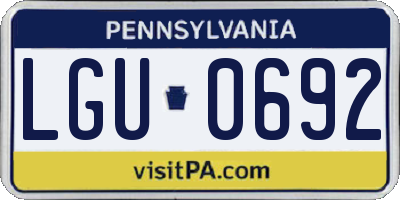 PA license plate LGU0692