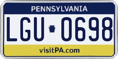 PA license plate LGU0698