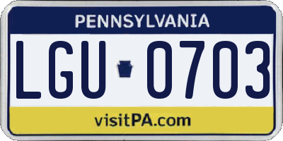 PA license plate LGU0703