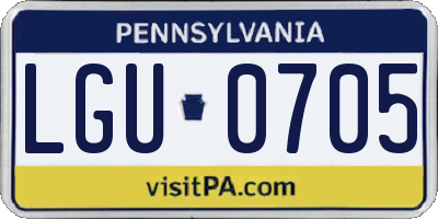 PA license plate LGU0705