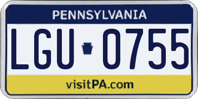 PA license plate LGU0755