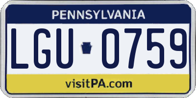 PA license plate LGU0759