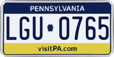 PA license plate LGU0765