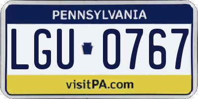 PA license plate LGU0767