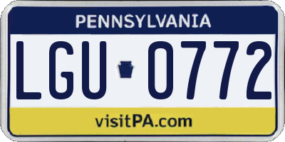 PA license plate LGU0772