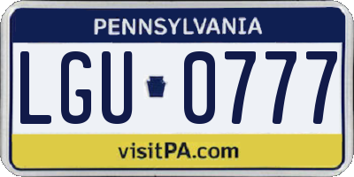 PA license plate LGU0777