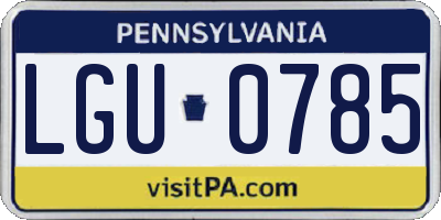 PA license plate LGU0785