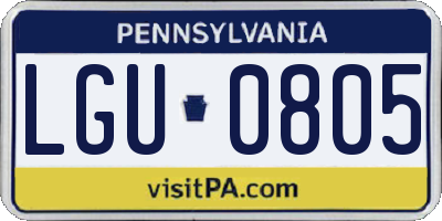 PA license plate LGU0805