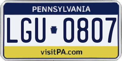 PA license plate LGU0807