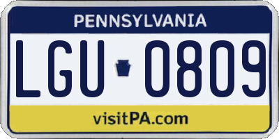 PA license plate LGU0809