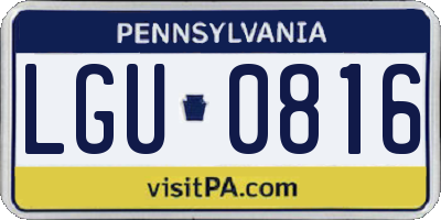 PA license plate LGU0816