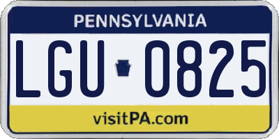 PA license plate LGU0825