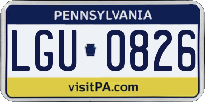 PA license plate LGU0826