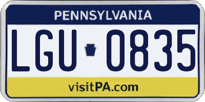 PA license plate LGU0835