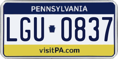 PA license plate LGU0837