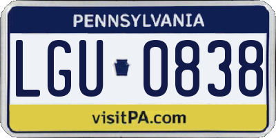 PA license plate LGU0838