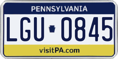 PA license plate LGU0845