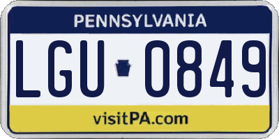 PA license plate LGU0849