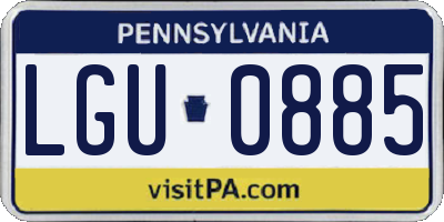 PA license plate LGU0885