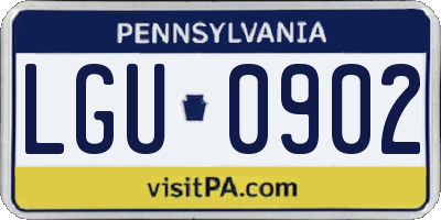 PA license plate LGU0902