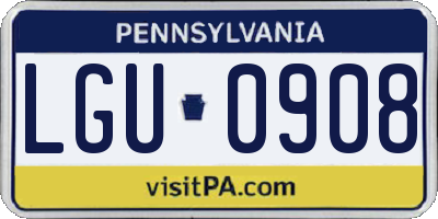 PA license plate LGU0908