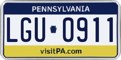 PA license plate LGU0911